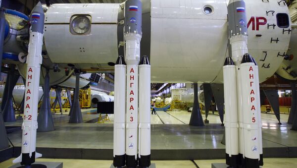 Модели ракет Ангара в ГКНПЦ имени Хруничева. Архивное фото