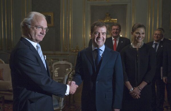 Президент РФ Д. Медведев на аудиенции у короля Швеции Карла XVI Густава