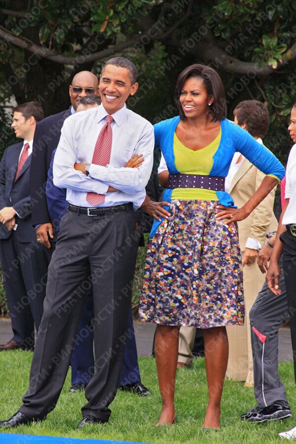Президент США Барак Обама на Южной лужайке Белого дома