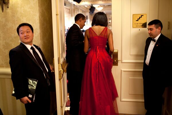 Президент США Барак Обама с супругой Мишель в отеле Capital Hilton