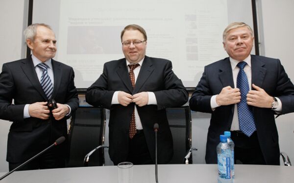А.Иванов, В.Зорькин и В.Лебедев на пресс-конференции в агентстве РИА Новости
