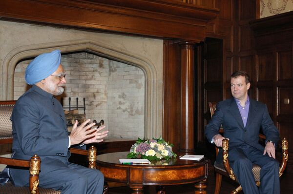 Президент России Дмитрий Медведев встретился с премьер-министром Индии Манмоханом Сингхом