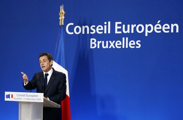 Президент Франции Николя Саркози на саммите лидеров Евросоюза в Брюсселе