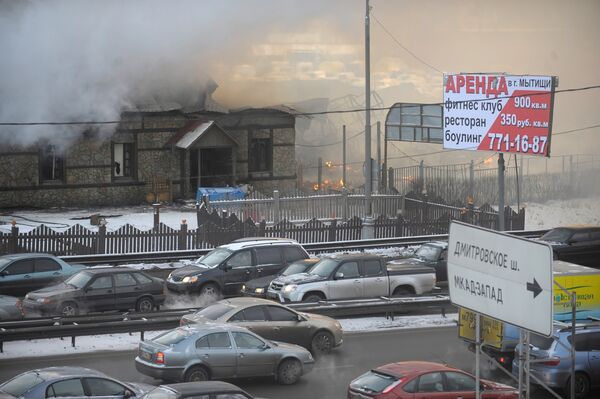 Пожар на рынке Пирогово в Подмосковье