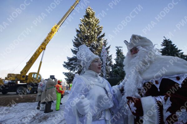 Проводы главной новогодней ели России на территории лесничества в Московской области