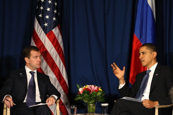 Переговоры президентов России И США Дмитрия Медведева и Барака Обамы в Копенгагене