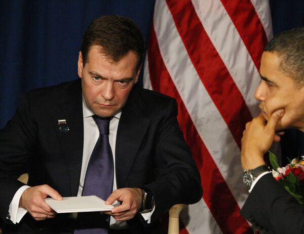 Переговоры президентов России и США Дмитрия Медведева и Барака Обамы. Архив