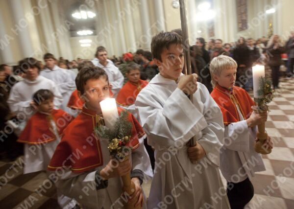 Ночное богослужение в Римско-католическом кафедральном соборе Непорочного Зачатия Пресвятой Девы Марии
