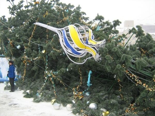 Во Владивостоке ветер свалил новогоднюю елку за 5 миллионов рублей