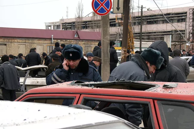 На месте теракта в Махачкале