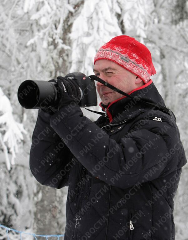 Президент РФ Дмитрий Медведев на горнолыжном курорте Красная Поляна