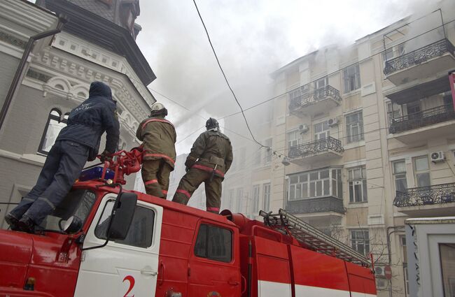 Пожар в жилом доме в центре Ростова-на-Дону