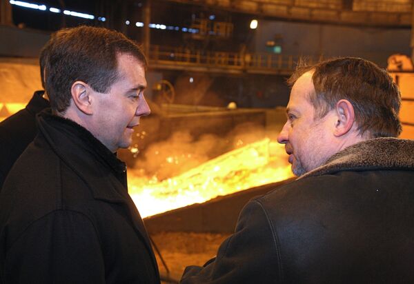 Президент РФ Д.Медведев посетил Новолипецкий металлургический комбинат (НЛМК)