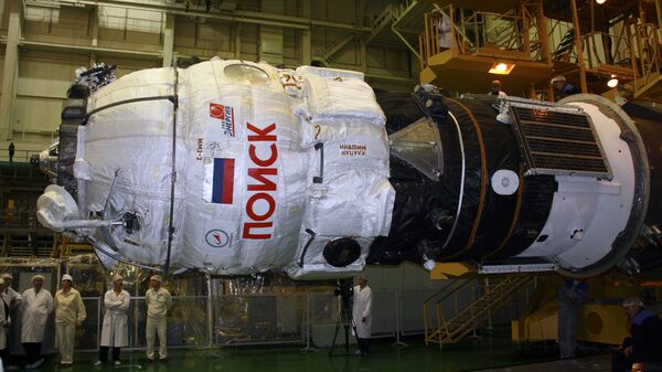 Подготовка к запуску модуля Поиск на космодроме Байконур
