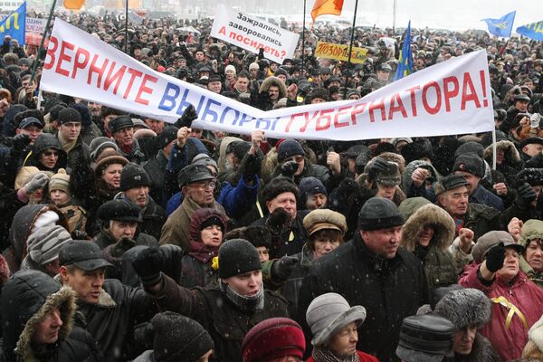 Многотысячный митинг протеста в Калининграде против повышения транспортного налога