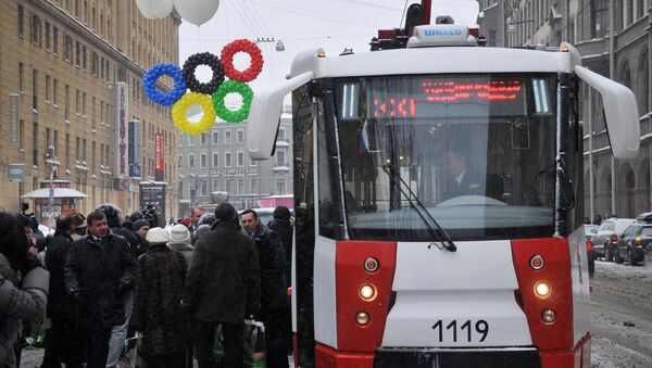 Олимпийский трамвай в Санкт-Петербурге. Архивное фото