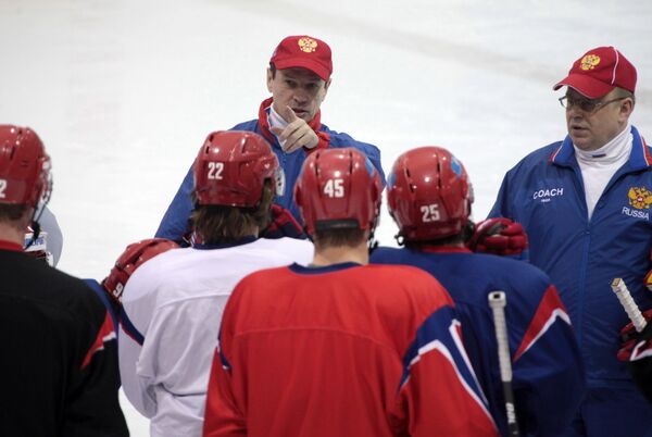 Тренировка российской сборной по хоккею в Ванкувере
