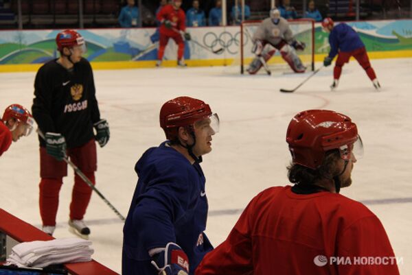 Тренировка сборной России по хоккею в Ванкувере