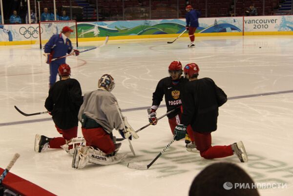 Тренировка сборной России по хоккею в Ванкувере