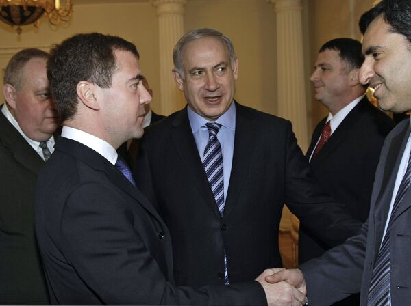 Президент РФ Дмитрий Медведев и премьер-министр Израиля Беньямин Нетаньяху