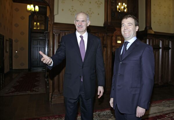 Президент РФ Дмитрий Медведев встретился с премьер-министром Греции
