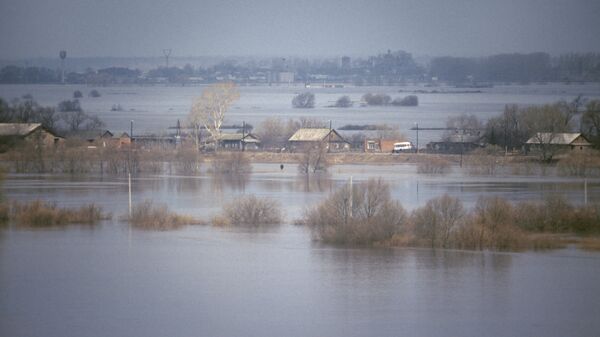 Река Ока во время весеннего разлива в окрестностях Луховицкого района. Архив