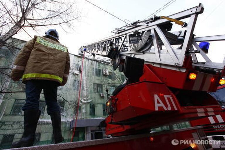 Пожар в административном здании в центре Москвы