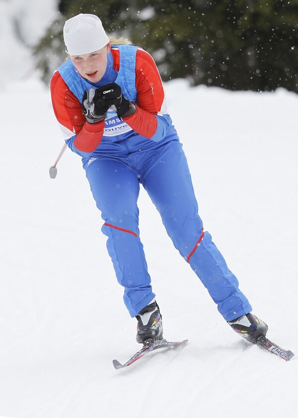 Российская спортсменка Алена Горбунова, завоевавшая бронзу Паралимпиады в Ванкувере