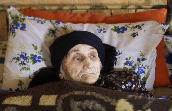 129-летняя Антисе Хвичава из горного села Сачино 