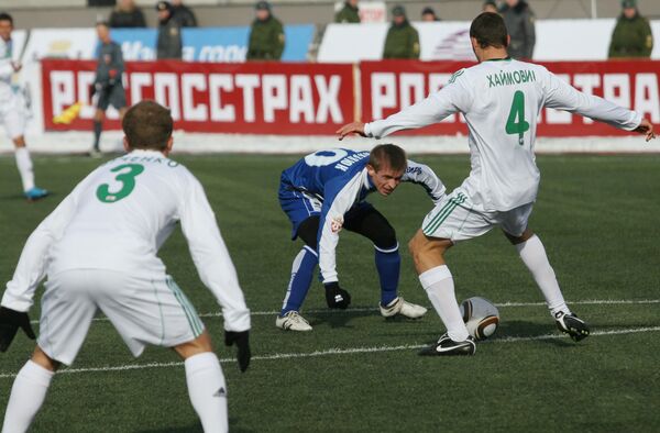 Игровой момент матча Сибирь (Новосибирск) - Терек (Грозный)