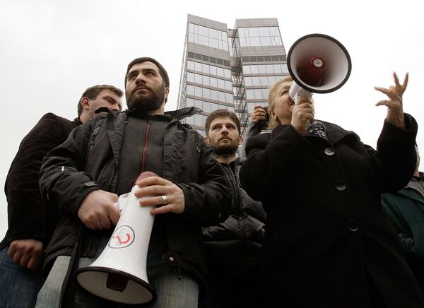 Акция в центре Тбилиси в знак протеста против передачи телеканала Имеди