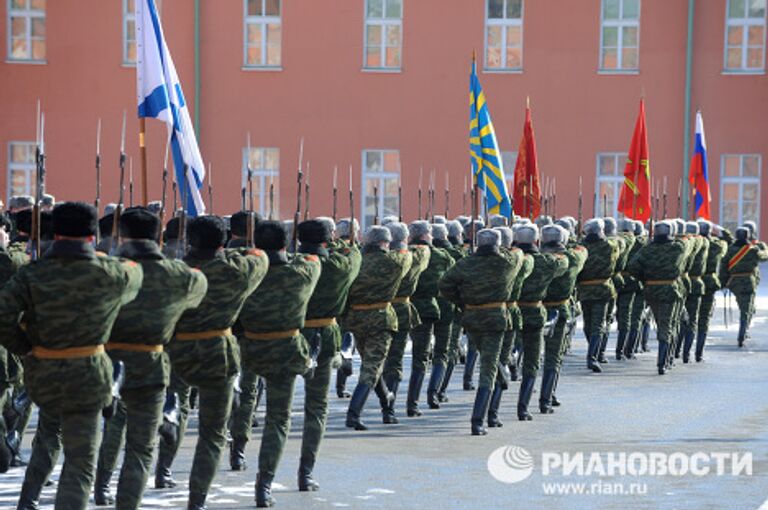 Показательная тренировка 154 комендантского полка Московского военного округа перед Парадом Победы