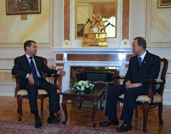 Президент РФ Дмитрий Медведев встретился с генсеком ООН