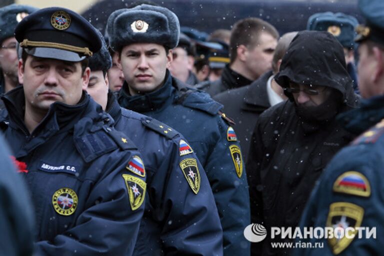 Прощание с начальником службы пожаротушения Москвы Евгением Чернышовым