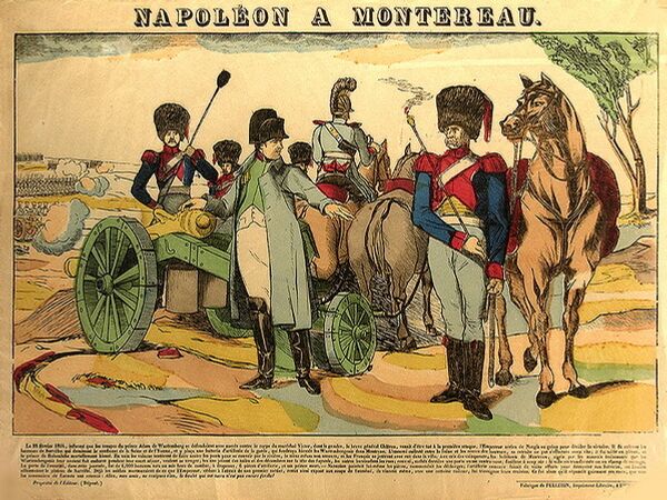 Гравюра Наполеон при Монтеро. Акварельная раскраска. Франция