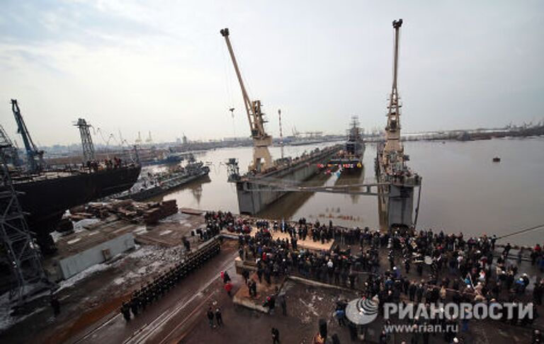 Спуск на воду корвета Сообразительный в Санкт-Петербурге