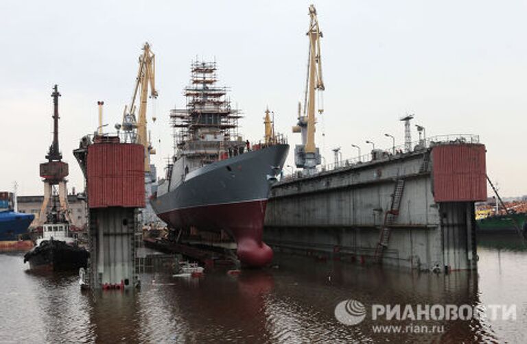 Спуск на воду корвета Сообразительный в Санкт-Петербурге