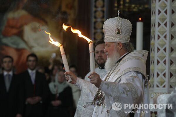 Патриарх Кирилл на пасхальном богослужении