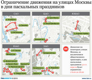 Ограничение движения на улицах Москвы в дни пасхальных праздников