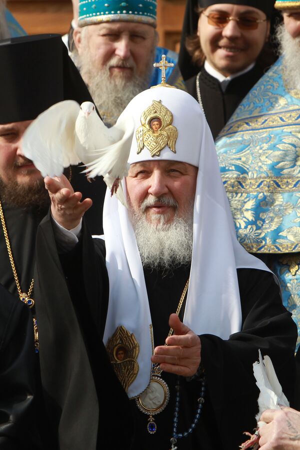 Патриарх Московский и всея Руси Кирилл в день праздника Благовещения Пресвятой Богородицы