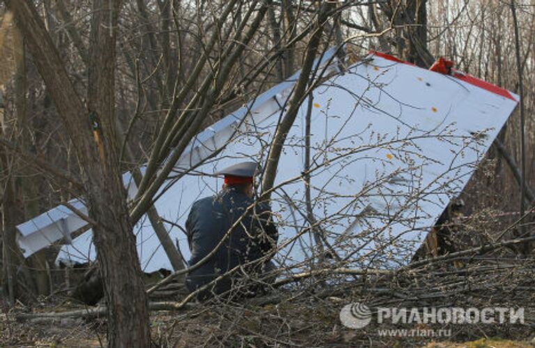 Место падения польского самолета Ту-154 под Смоленском