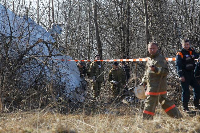 Место падения польского самолета Ту-154 под Смоленском