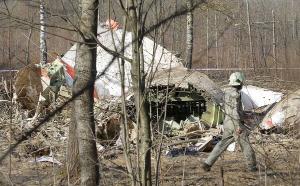 Место падения польского самолета Ту-154 под Смоленском