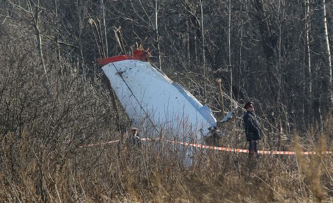 Место падения польского самолета Ту-154 под Смоленском