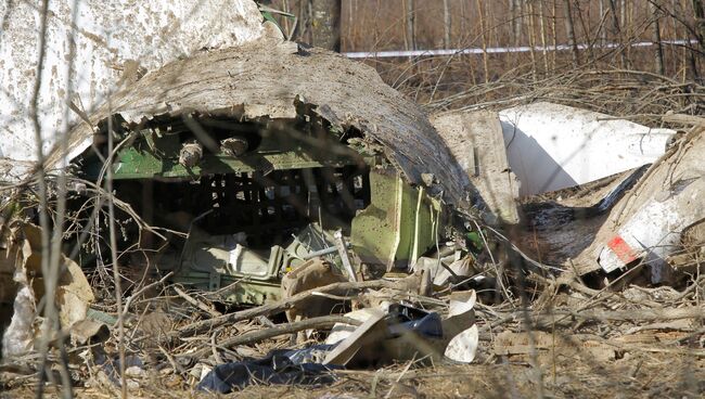 Место падения польского самолета Ту-154 под Смоленском