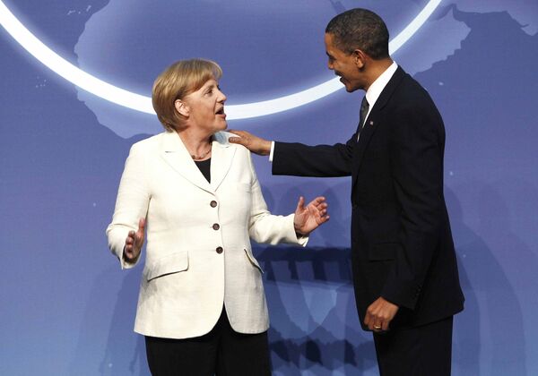 Ангела Меркель и Барак Обама на саммите по вопросам ядерной безопасности в Вашингтоне