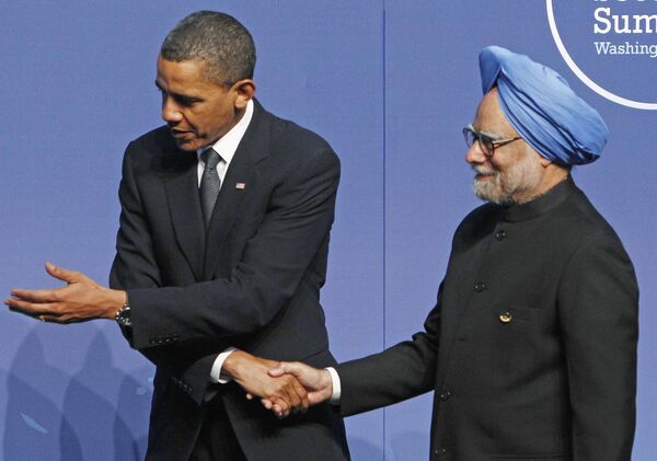 Манмохан Сингх и Барак Обама на саммите по вопросам ядерной безопасности в Вашингтоне