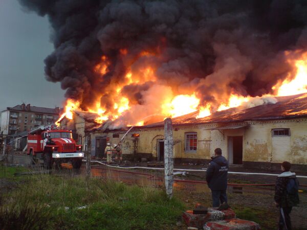 Крупный пожар в центре Владикавказа
