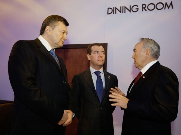 Дмитрий Медведев, Виктор Янукович, Нурсултан Назарбаев. Архив