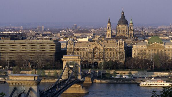 Вид на город Будапешт.  Венгрия Архивное фото
